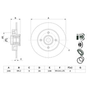 Bosch Front & Rear Brake Discs & Pads fits Peugeot 208 I 2012-2019 1.0 1.2 1.6