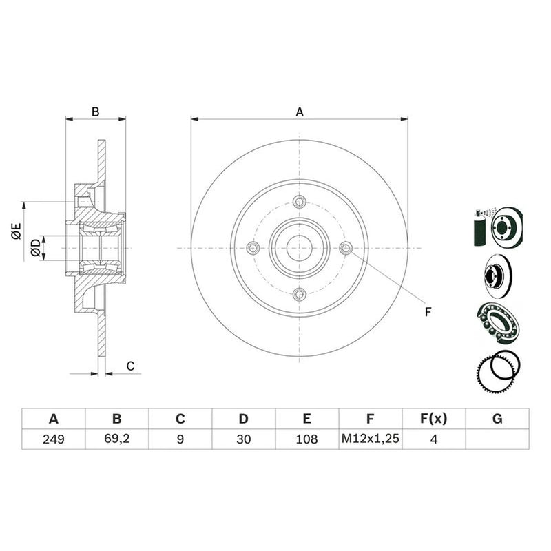 Bosch Front & Rear Brake Discs & Pads fits Peugeot 208 I 2012-2019 1.0 1.2 1.6