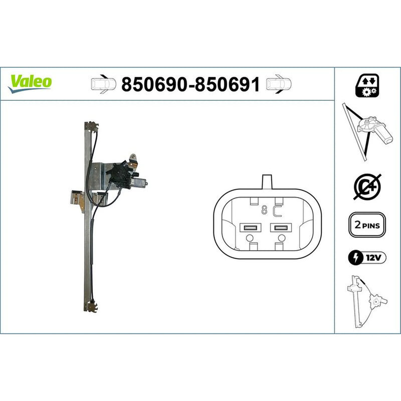 Valeo Electric Window Regulator Lifter Right Front 850691