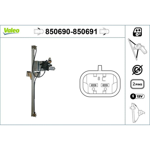 Valeo Electric Window Regulator Lifter Right Front 850691