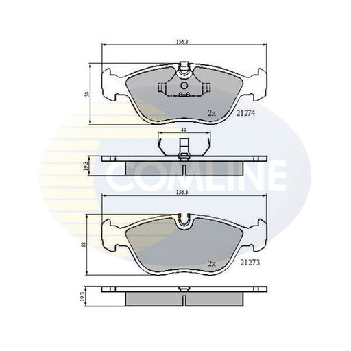 Comline 4 x Front Brake Pad Set fits Volvo 850 1991-1997 2.0 2.3 2.4 2.5