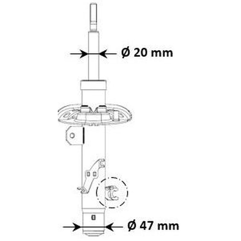 KYB Shock Absorber Damper Strut Front Right fits Citroën C3 III 2016-2019