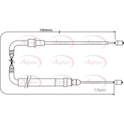 Apec Handbrake Cable Left Rear fits Peugeot 207 2006-2013 1.6