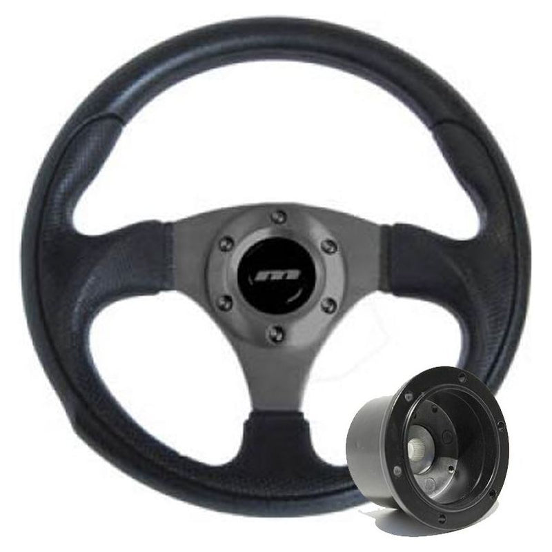 320mm Black Moulded Steering Wheel + Boss fits Honda Civic & Prelude 1983>1993 Mountney Classic  - Dynamic Drive