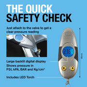 Ring RTG4 Digital Tyre Pressure Keyring Gauge with LED Torch Ring Automotive - Dynamic Drive