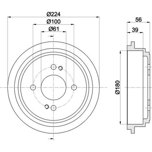 Mintex Brake Drum Assembly Rear fits Honda City IV 2003-2008 1.3