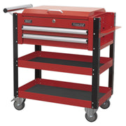 Sealey HD Mobile Tool & Parts Trolley 2 Drawer & Locking Top - Red AP760M Sealey  - Dynamic Drive