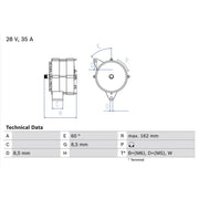 Bosch Car Alternator 12V 0 986 035 910