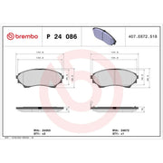 Brembo 4 x Front Brake Pad Set fits Ford Ranger 1999-2012 2.5 3.0 4.0