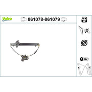 Valeo Electric Window Regulator Lifter Left Front 861078