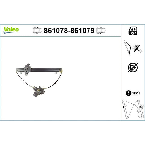 Valeo Electric Window Regulator Lifter Right Front 861079