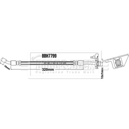 Borg & Beck Brake Hydraulic Hose Line Front Left BBH7799