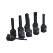 Laser Impact Ribe Socket Bit Set 1/2"D 9pc 7806 Laser - Dynamic Drive