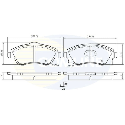 Comline 4 x Front Brake Pad Set fits Opel Combo Box Body/Mpv 2001 on 1.6 1.7