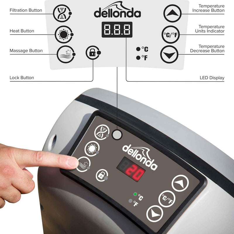 Dellonda 2-4 Person Inflatable Hot Tub Spa with Smart Pump - Rattan Effect Dellonda - Dynamic Drive
