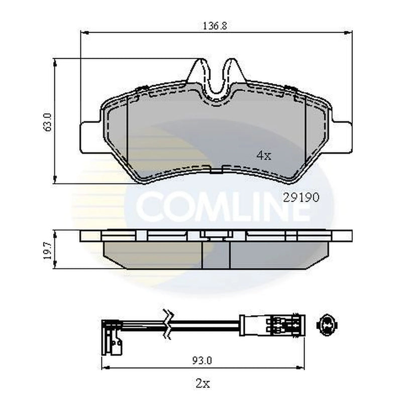 Comline 4 x Rear Brake Pad Set fits Mercedes-Benz Sprinter 3,5-T 2006-2018