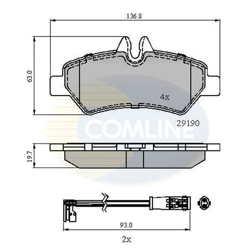 Comline 4 x Rear Brake Pad Set fits Mercedes-Benz Sprinter 3,5-T 2006-2018