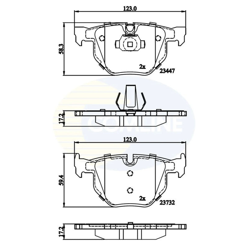 Comline 4 x Rear Brake Pad Set fits BMW X5 2006-2018 3.0 4.8