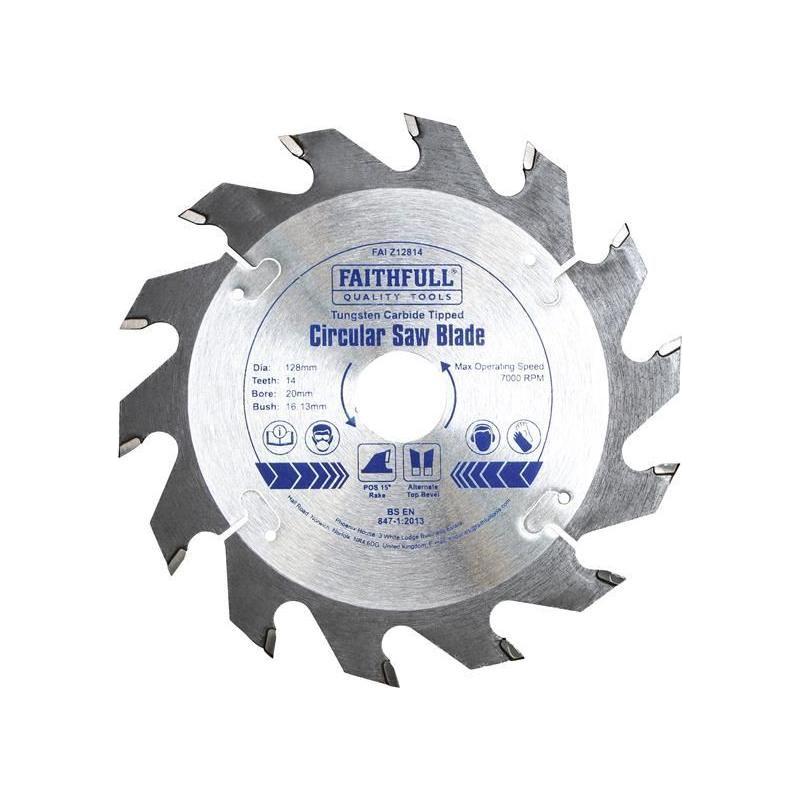 Faithfull TCT Circular Saw Blade 128 x 20mm x 14T POS Faithfull - NN4 Online