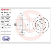 Brembo 2 x Solid Rear Brake Discs 08.A916.10-x2