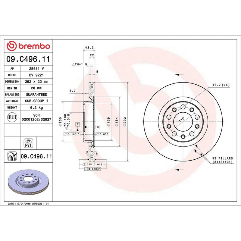 Brembo Front & Rear Brake Discs & Pads fits Alfa Romeo Giulia 2015 on 2.9