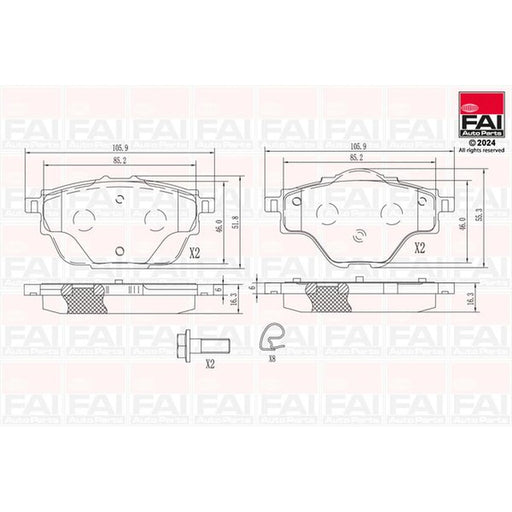 FAI Rear Brake Pad Set fits Citroën C4 Grand Picasso II 2013-2018 1.2 1.6 2.0
