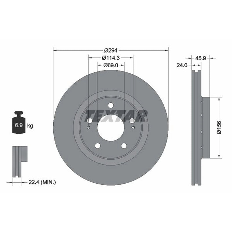 Textar 2 x Front Brake Discs 92135203-x2