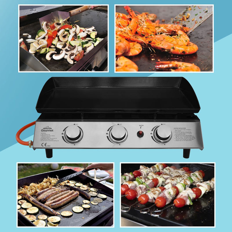 Dellonda 3 Burner 7.5kW Portable Gas Plancha - Stainless Steel Dellonda  - Dynamic Drive