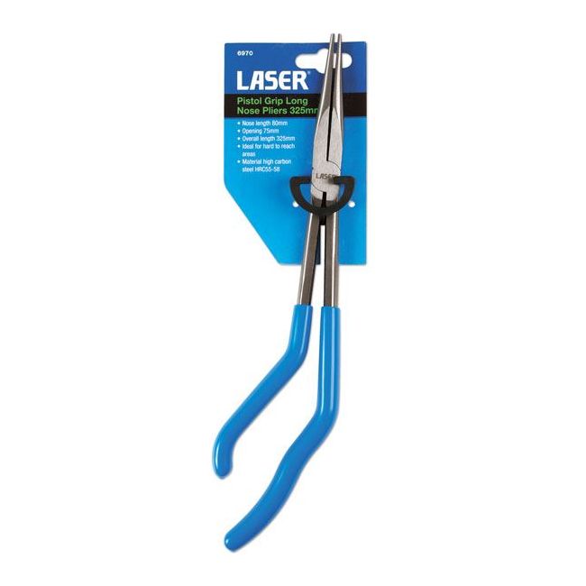 Laser Pistol Grip Long Nose Pliers 325mm 6970 Laser - Dynamic Drive