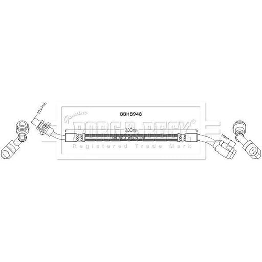 Borg & Beck Brake Hydraulic Hose Line Front Left BBH8948