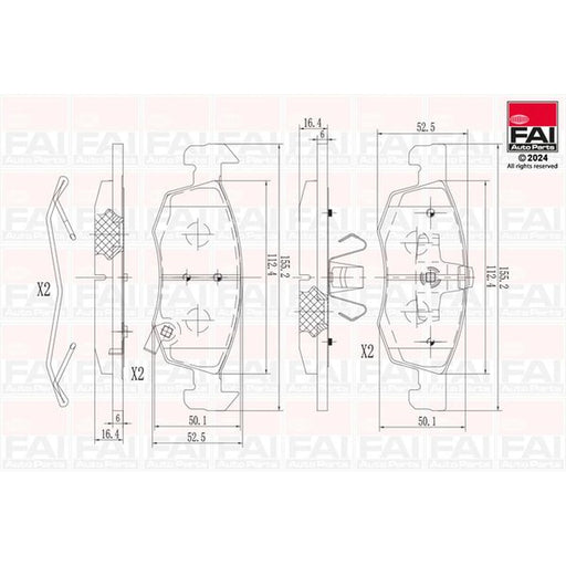 FAI Front Brake Pad Set fits Opel Corsa E 2014-2015 1.2 1.4
