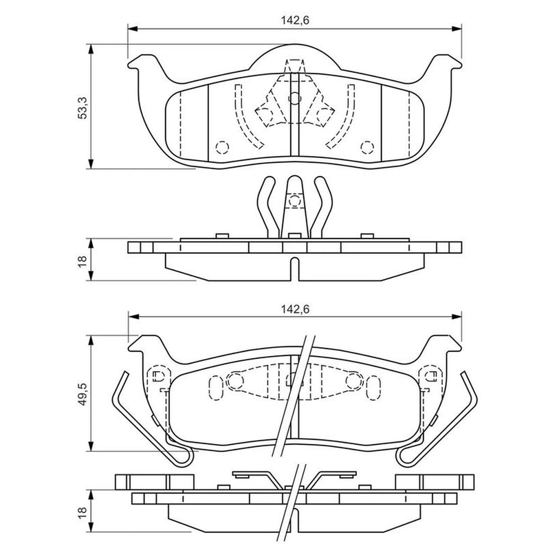 Bosch Front & Rear Pads fits Jeep Grand Cherokee III 2006-2010 6.1