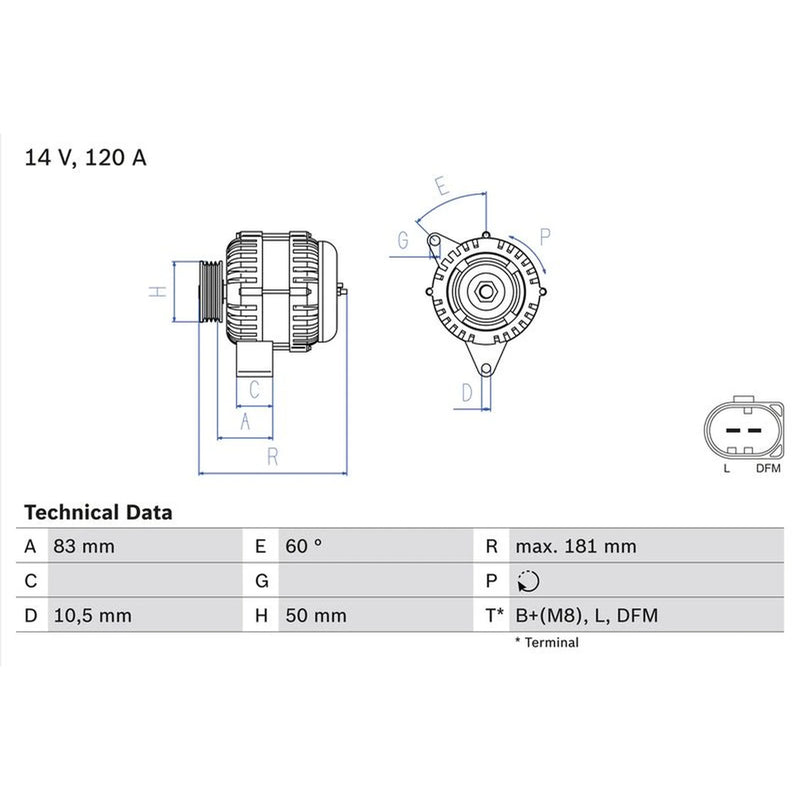 Bosch Car Alternator 12V 0 986 047 540