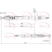 Apec Handbrake Cable Right Rear fits Mazda MX-5 1990-1998 1.6 1.8