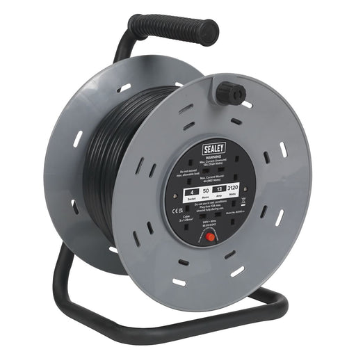 Sealey Cable Reel 50m 4 x 230V 1.25mmï Thermal Trip BCR50 Sealey - Dynamic Drive