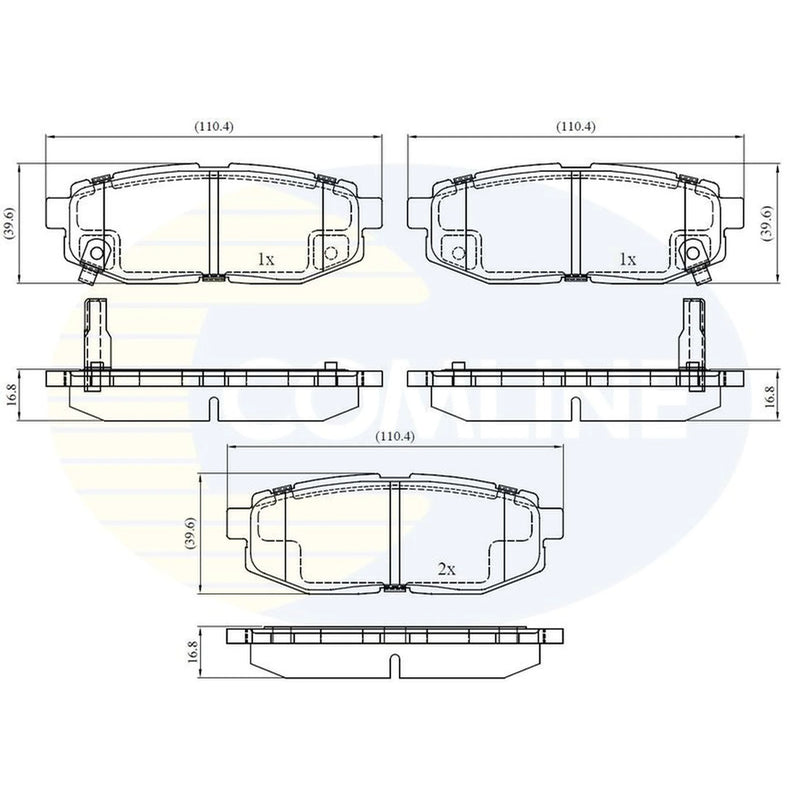 Comline 4 x Rear Brake Pad Set fits Subaru Brz 2012 on 2.0