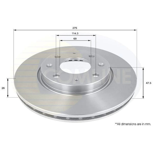 Comline 2 x Brake Discs fits Kia Cerato I 2004-2009 1.5 1.6 2.0