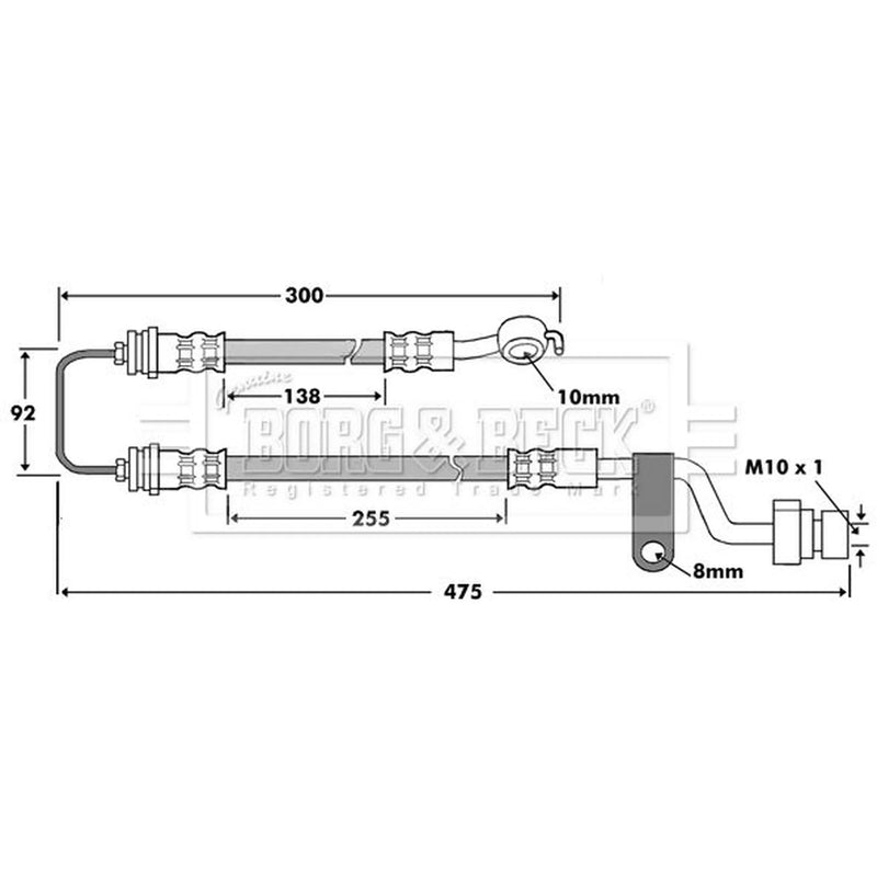 Borg & Beck Brake Hydraulic Hose Line Front Right BBH7467
