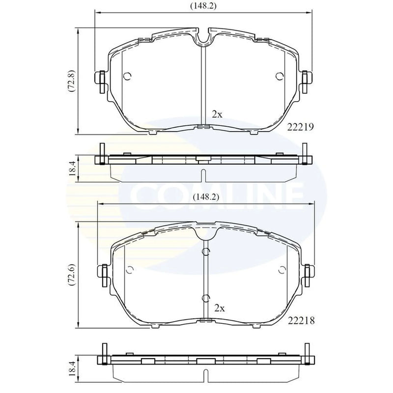 Comline 4 x Front Brake Pad Set fits Citroën C5 Aircross 2022 on 1.6