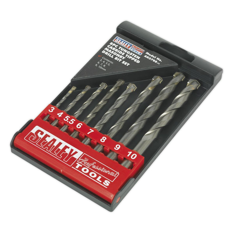 Sealey Tungsten Carbide Tipped Masonry Drill Bit Set 8pc AK5708 Sealey - Dynamic Drive