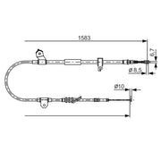 Bosch Handbrake Cable Right Rear fits Toyota MR2 III 1999-2007 1.8