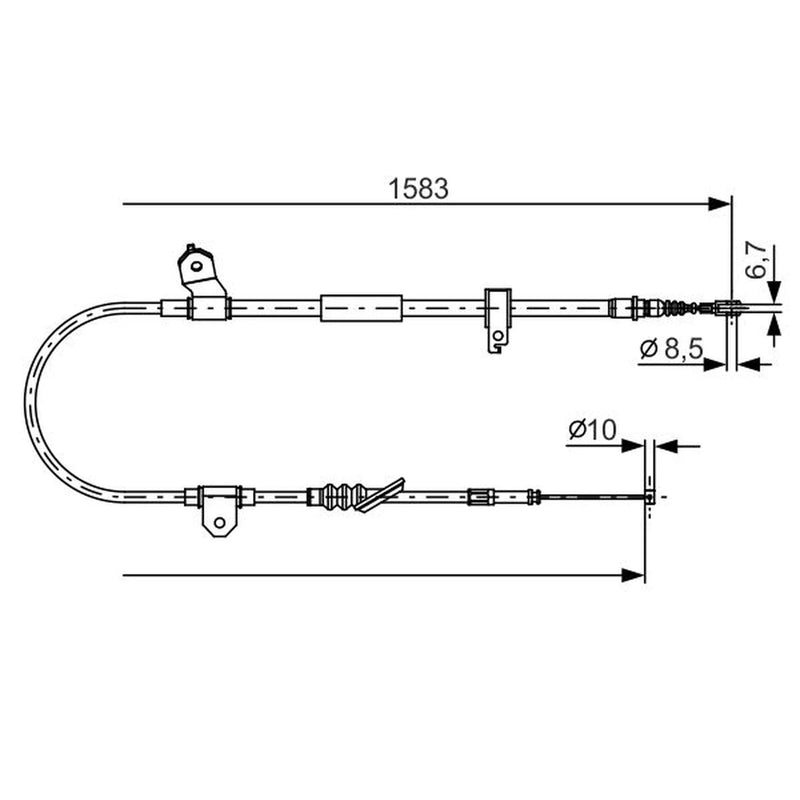 Bosch Handbrake Cable Right Rear fits Toyota MR2 III 1999-2007 1.8