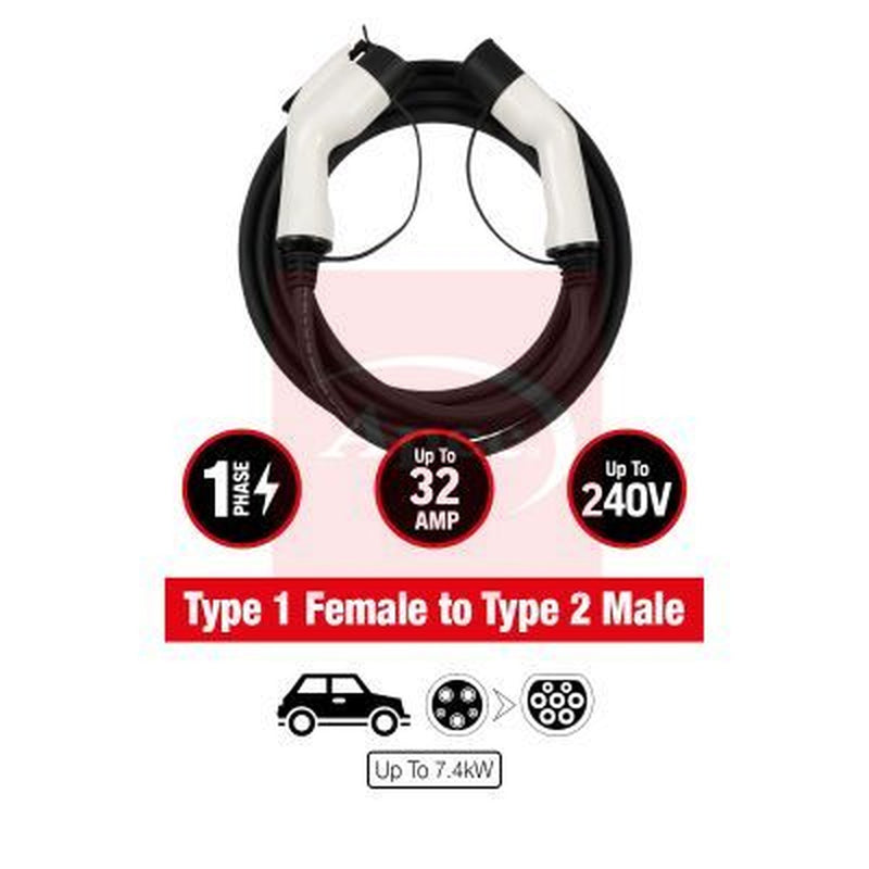 Apec Electric Vehicle Charging Cable Male/Female fits Citroën C-Zero 2010-2011