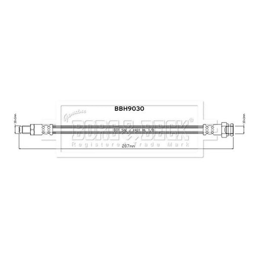 Borg & Beck Brake Hydraulic Hose Line outer BBH9030