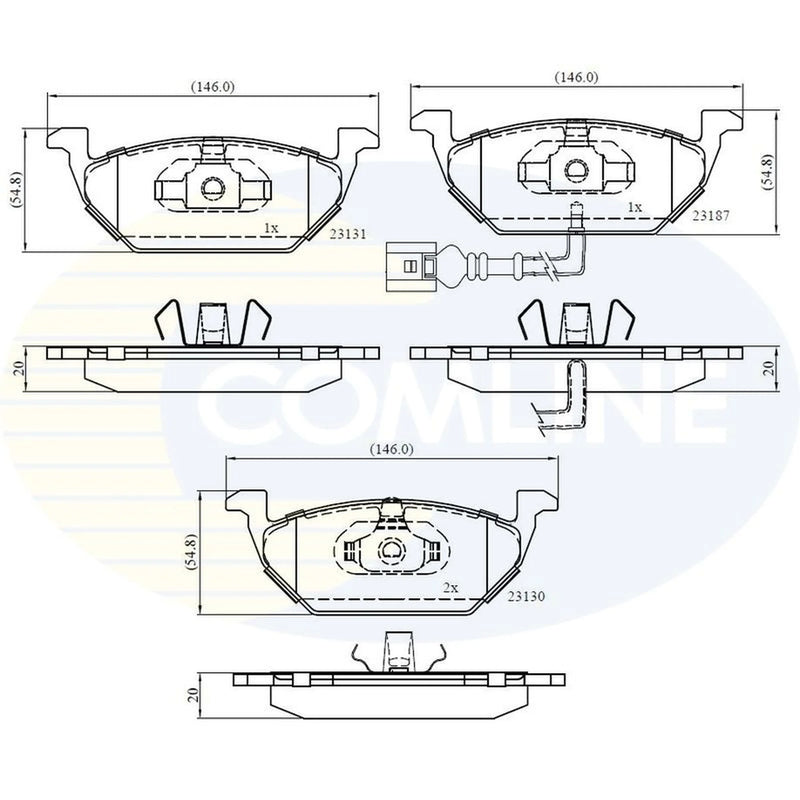 Comline 4 x Front Brake Pad Set fits Audi A1 2010-2018 1.0 1.2 1.4