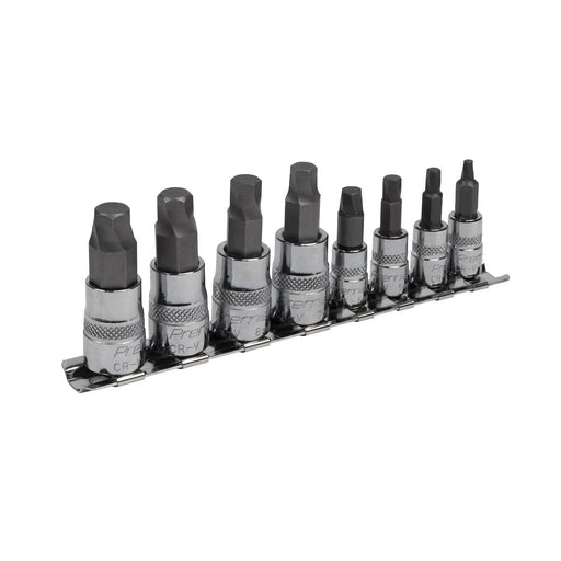 Sealey Hex Socket Bit Set Lock-Onï 8pc 1/4" & 3/8"Sq Drive Metric AK65600 Sealey - Dynamic Drive