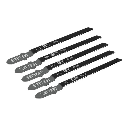 Sealey Jigsaw Blade General Wood 75mm 12tpi Pack of 5 SJBT119BO Sealey - Dynamic Drive