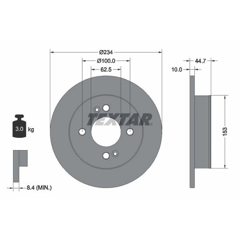 Textar 2 x Solid Rear Brake Discs 92291603-x2