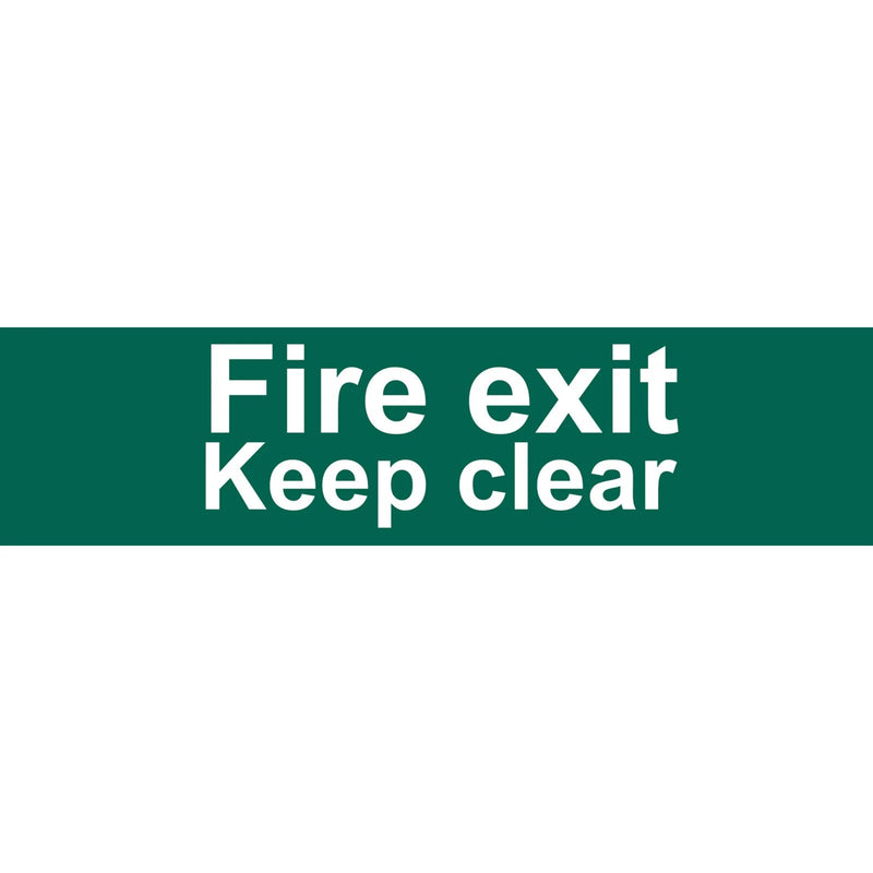 Draper Fire Exit Keep Clear' Safety Sign, 200 x 50mm - SS72 - image 1