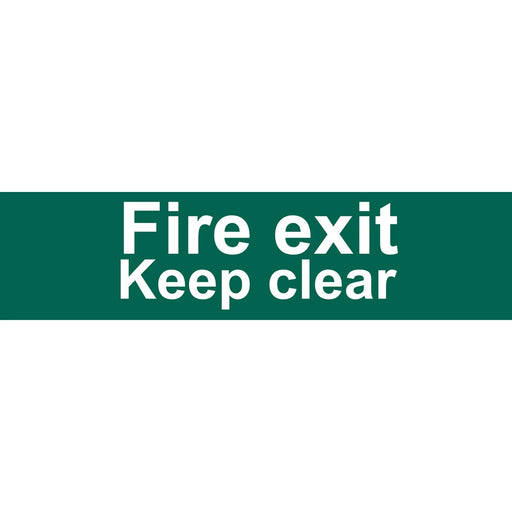 Draper Fire Exit Keep Clear' Safety Sign, 200 x 50mm - SS72 - image 1